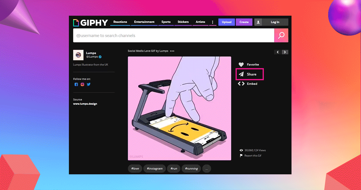 Posting a GIF from GIPHY