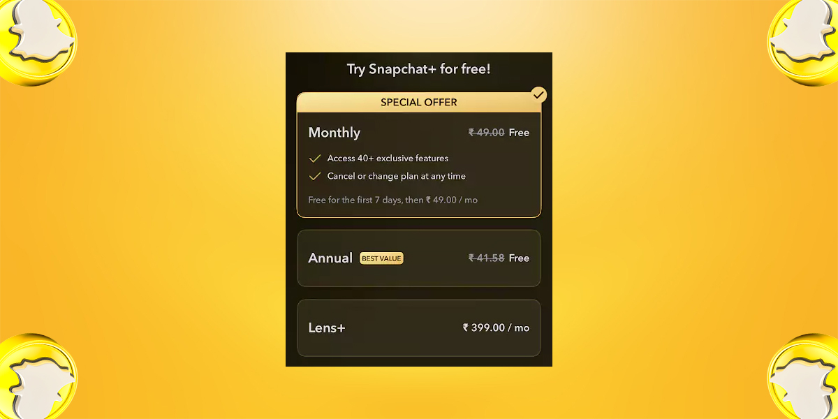 what is the snapchat lens plus subscription