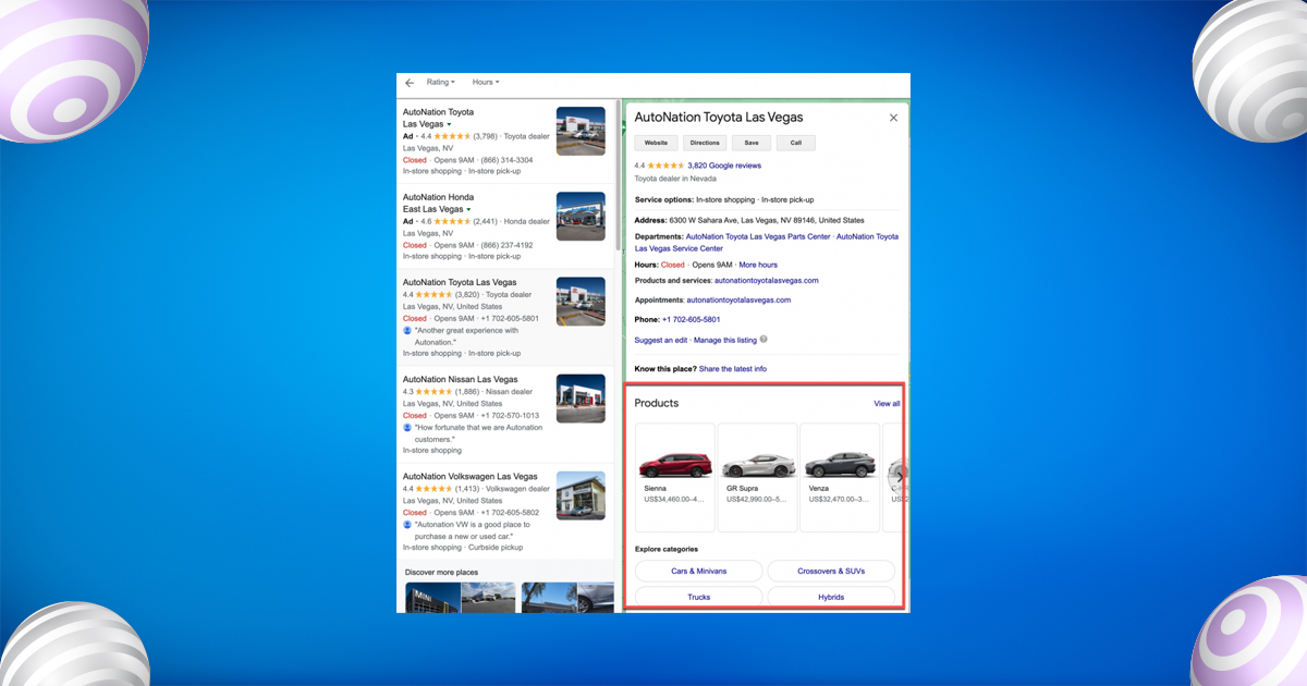 gbp product service listings