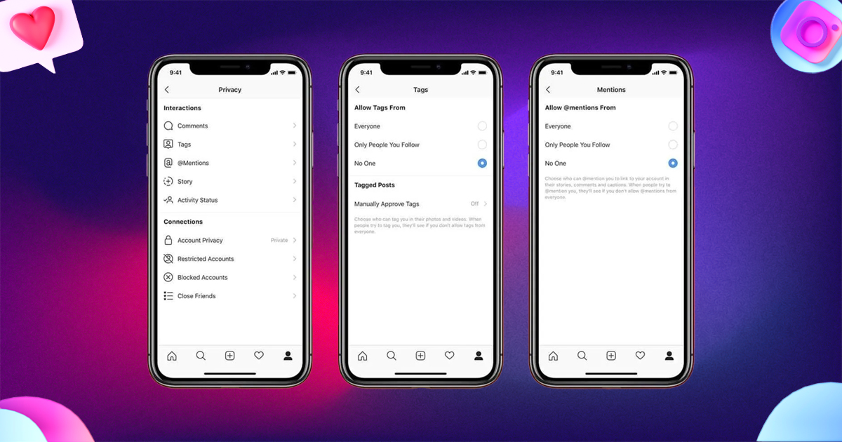 avoid public tags and mentions