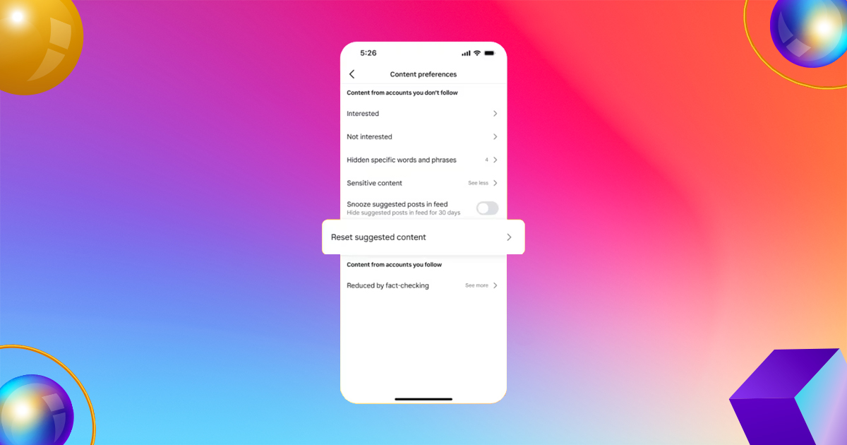 reset instagram feed