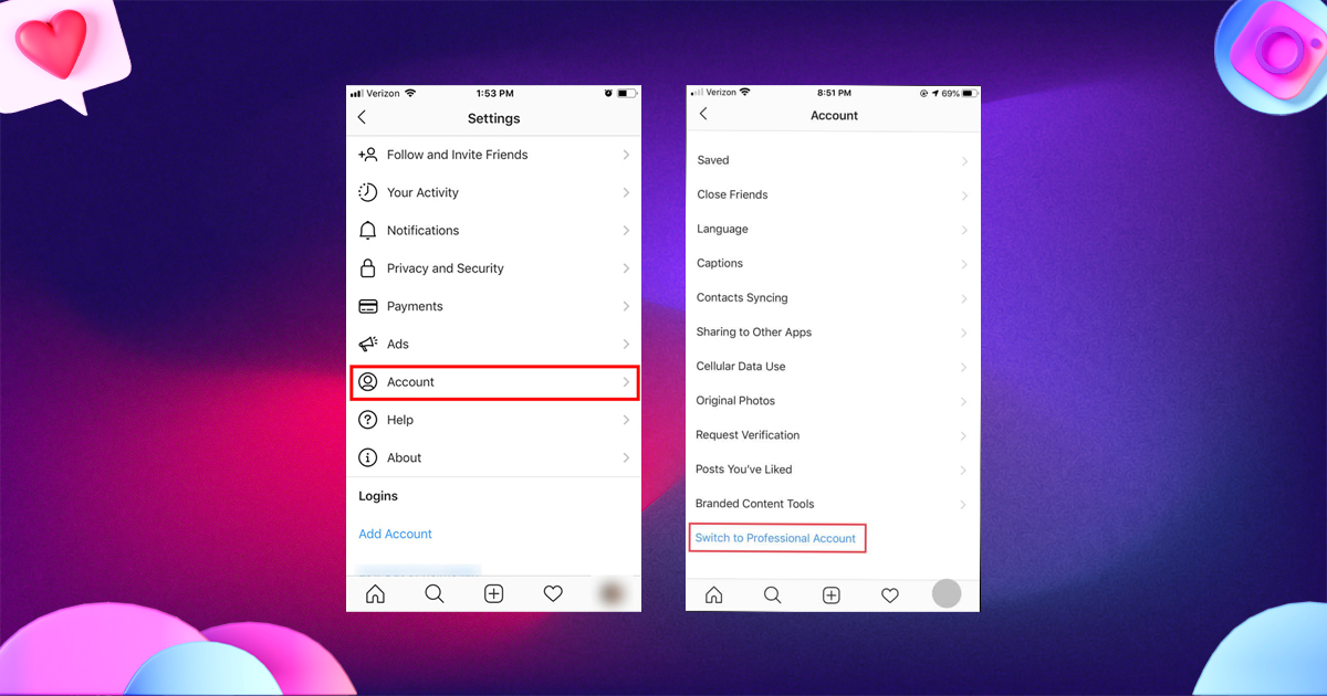 switching to a professional account