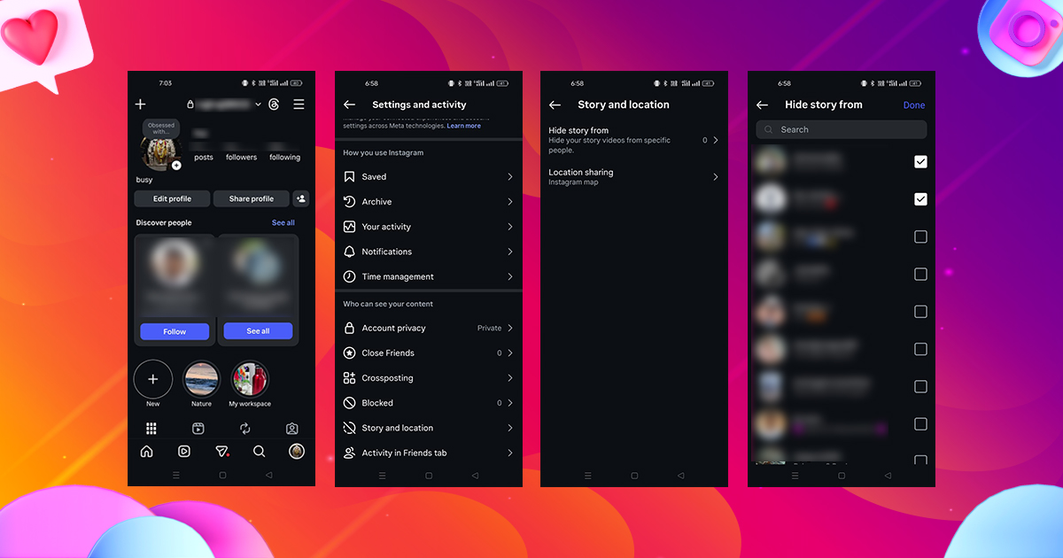 how to hide instagram highlights