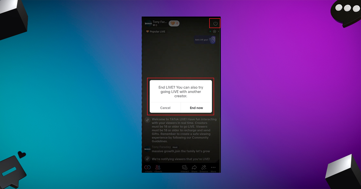 how to end a tiktok live stream properly