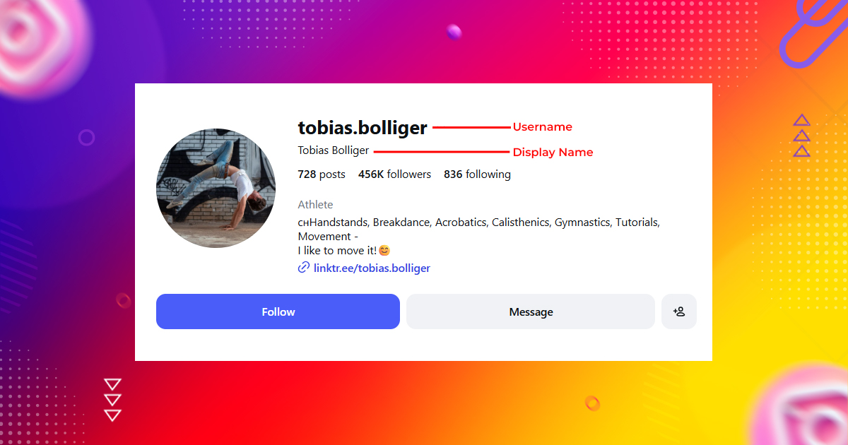 instagram username vs display name