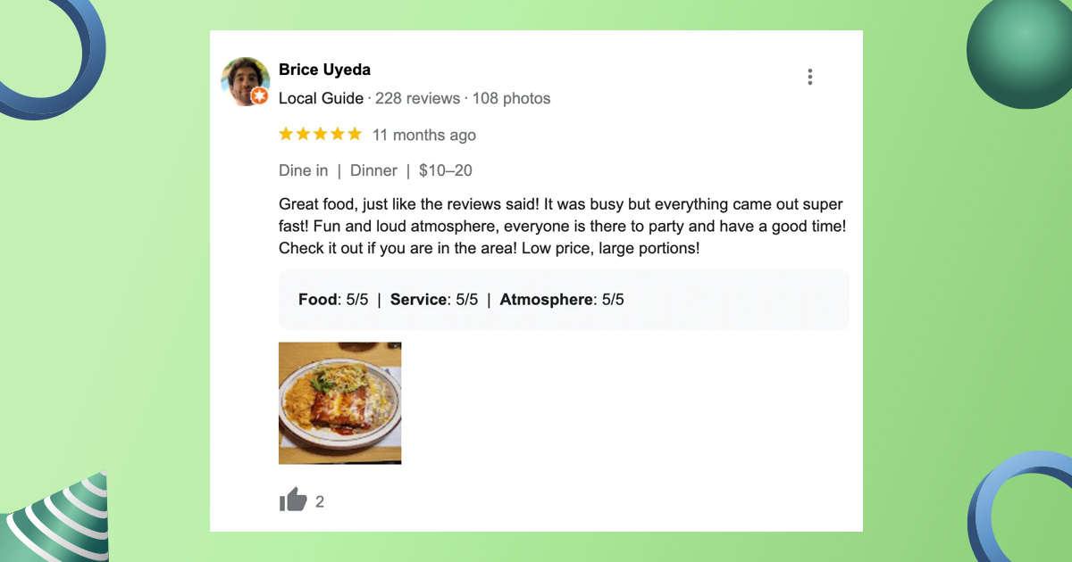 short restaurant review examples