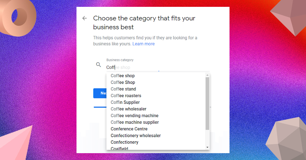 choose your business category