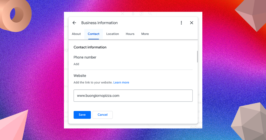 add your phone number and website