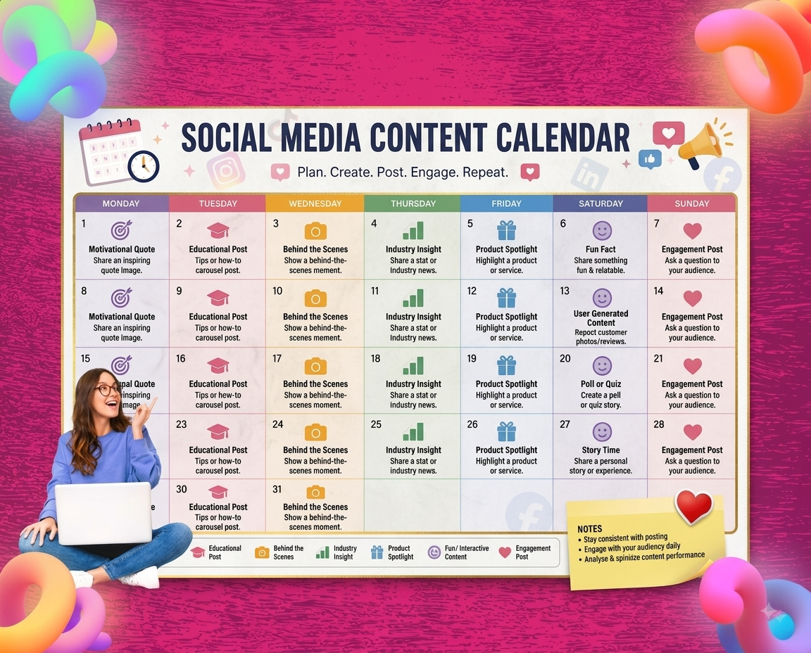 social media content calendar free template for 2026 small