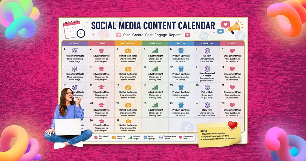 social media content calendar free template for 2026