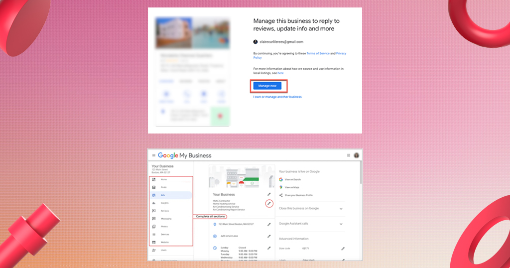 step two claim and complete every listing
